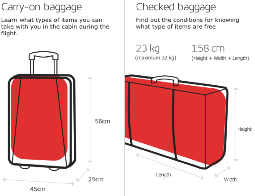 23 x 36 x 56 cm hand luggage